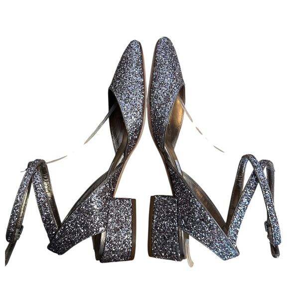 Jimmy Choo Vicky Coarse Glitter Rose Gold Ankle Wrap Ballet Pumps 38.5 - Picture 8 of 9